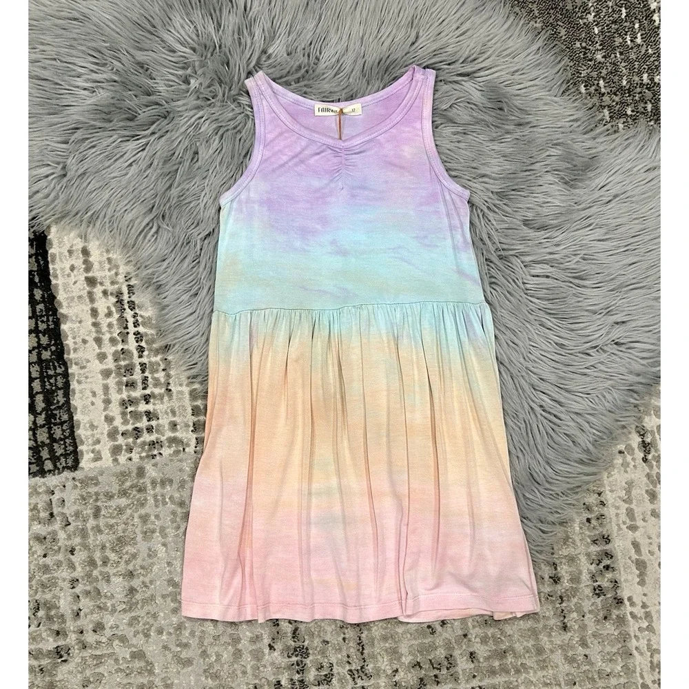 Fairwell Girls Purple Multicolor Tie Dye‎ Dancer Dress Size 12Y ($64)